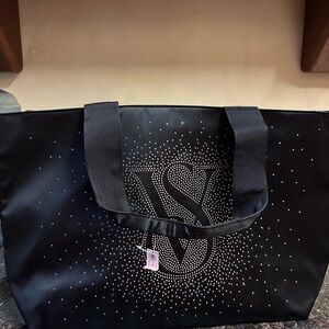 Victoria's Secret Black Tote with Sparkling Design